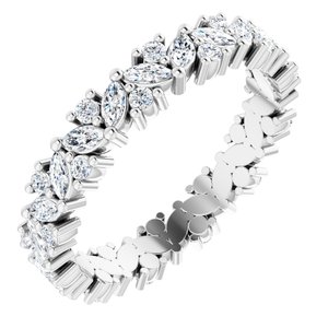 14K White 1 1/5 CTW Natural Diamond Cluster Eternity Band Size 7